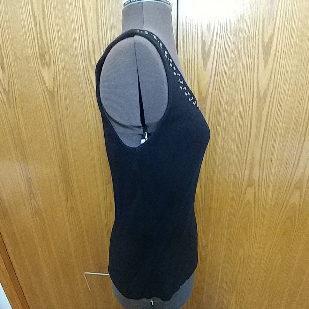 Black tank w/silver stud detailing, size Medium - Picture 3 of 6